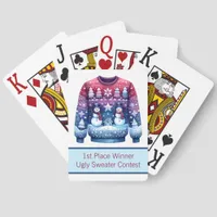 1st Place Winner Ugly Sweater Blue Red Purple Jumbo Poker Cards