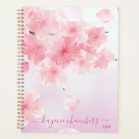 Elegant Personalized Pink Blossoms Modern Planner