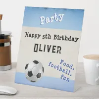 Retro Football Soccer Ball Birthday Party Decor Pedestal Sign