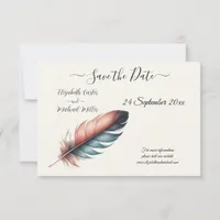 Whispers of Grace Feathered Elegance Minimalism Save The Date