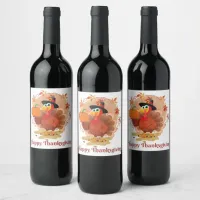 Happy Thanksgiving Typography Wine Label