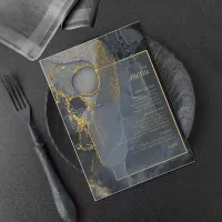 Moody Ink Charcoal Gold Abstract Menu ID988