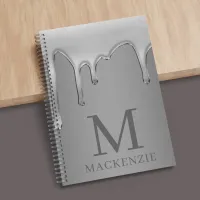 Dripping Liquid Metallic Chrome Monogram Notebook