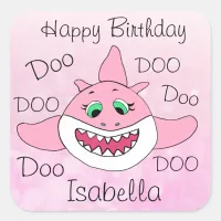 Happy Birthday Personalized Baby Shark Square Sticker