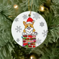 Personalized Christmas Corgi  Ceramic Ornament