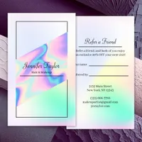 Trendy Holographic Gradient Refer a Friend Referral Card