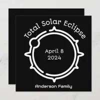 Total Solar Eclipse 2024 Modern Minimal Black Invitation