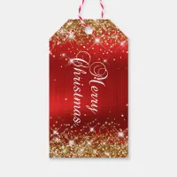 Glittery Gold and Red Foil Merry Christmas Gift Tags