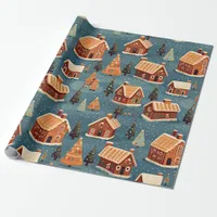 Cute Gingerbread Houses and Trees Wrapping Paper