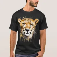 Cheetah Portrait running paint effect T-Shirt