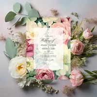 Light Pink, Ivory, and Sage Green Floral Wedding Invitation