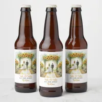 Country Sunflower Wedding Beer Bottle Label