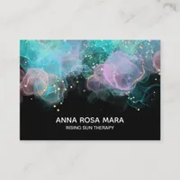 *~* Pastel AP46 Gold Glitter Abstract Ink QR Logo Business Card