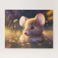 Cute little mouse in a flower meadow jigsaw puzzle