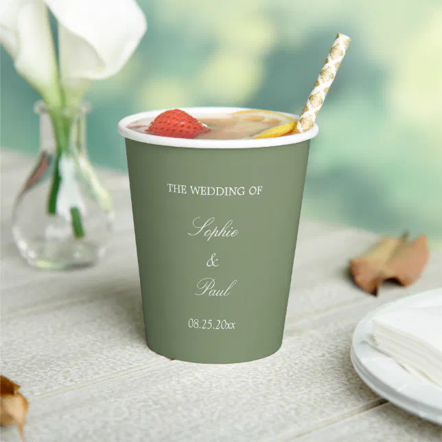 Elegant Sage Green Wedding Paper Cups