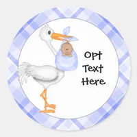 Stork & Baby Boy with Dark Skin Stickers