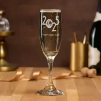 Earth in 2025  - minimalist design New Year Champagne Flute