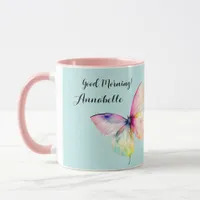 Delicate Pink Butterfly in Pastel Rainbow Colors Mug