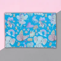 Watercolor Girly Whimsical on Blue | Pillow Case