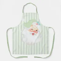 Sage Green Vintage Winking Santa Christmas Apron