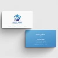 Custom Blue Home Cleaning Organizer Business Cards