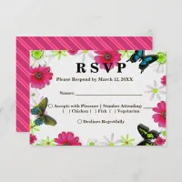 Flowers & Butterflies in Mosaic RSVP Menu Invitation