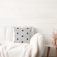 Minimalistic Monochrome Lace-like Flowers Throw Pillow