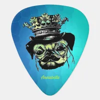 Elegant Puppy Pog Dog - Aqua Graphic Illustration Guitar Pick