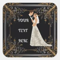 Flat Save The Date Card Square Sticker