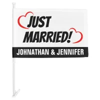 Bold Just Married Car Flag