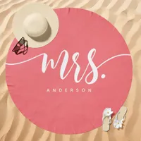 Mrs. Pink and White Honeymoon Beach Towel