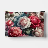 Timeless Rose Floral Charm Accessory Pouch