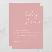 Pink Simple Elegant Modern Baby Shower Invitation