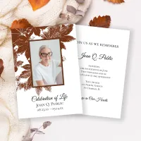 Brown Fall Leaves Celebration of Life Invitation