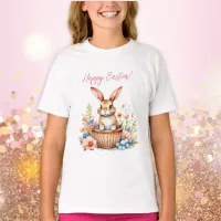 Sweet Vintage Happy Easter Bunny Rabbit  T-Shirt
