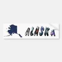 Alaska State Flag Blue Map & Yellow Stars Travel Bumper Sticker