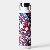 Abstract American Flag Red, White and Blue Water Bottle