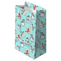 Christmas Snowman Turquoise Small Gift Bag