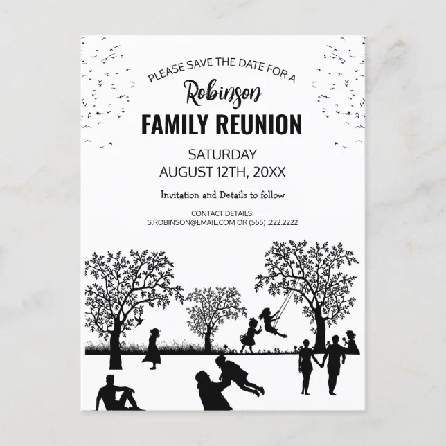 Modern Family Tree Reunion Party | Save the Date Postcard