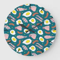 Eggs Bacon Sausages Kitchen Breakfast Bar Large Clock