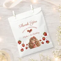 Watercolor Strawberry Girl Happy Birthday Party Favor Bag