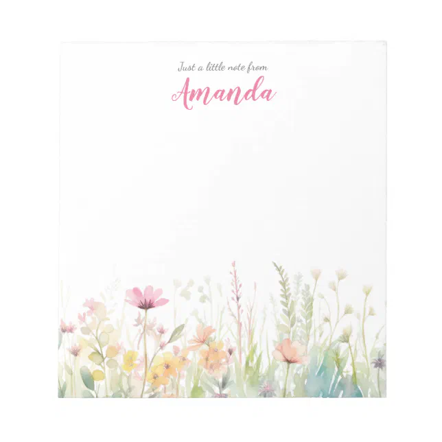 Watercolor Wildflowers Colorful Pastels Nature Notepad