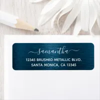 Ocean Blue Brushed Metallic Elegant Name Label