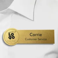 Custom Round Company Logo Weathered Gold Name Tag