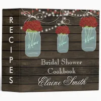 barnwood red flowers Mason Jar Recipe Folder