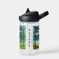 Nature Camping Themed Tent in the Woods Water Bottle