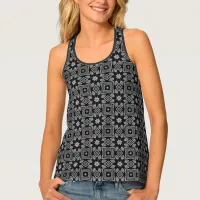  Greyscale Tank Top with Stars and Squares