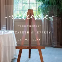 Modern Script White Wedding Welcome Sign