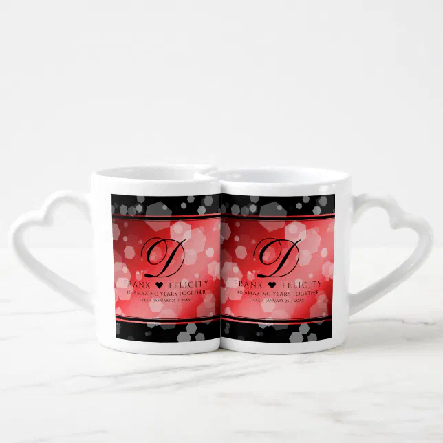 Elegant 40th 80th Ruby Wedding Anniversary Coffee Mug Set