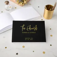 Elegant Modern Black and Gold Wedding Foil Guest Book